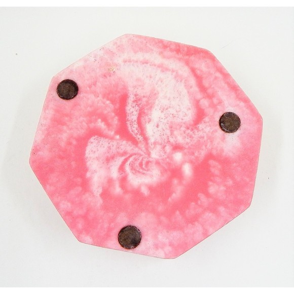 Incolay Pink Stone Butterfly Octagonal Trinket Vanity Dresser Box Signed Nemeth - Picture 4 of 12